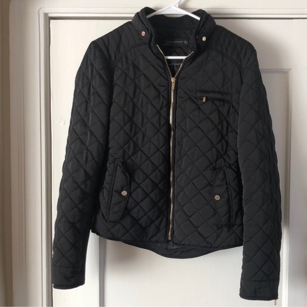 Zara woman black quilted jacket